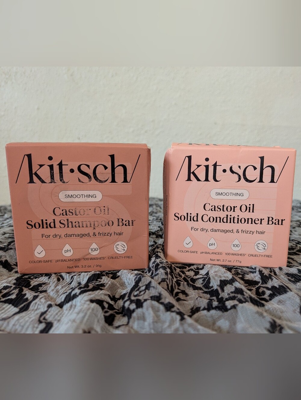 Kitsch Castor Oil Solid Conditioner and Shampoo Bar Set NIB
